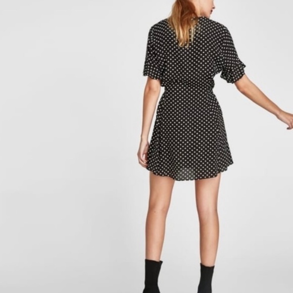Zara Black and White Polka Dot Mini Dress - Picture 3 of 7